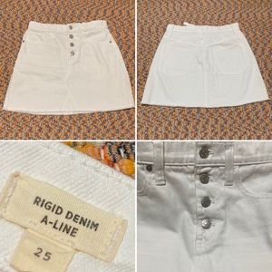 {Madewell} White Denim A-Line Skirt 25